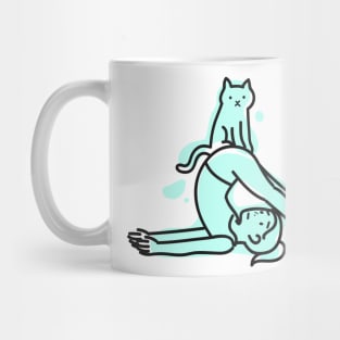 Cute Cat Yoga Pose Sticker Mug